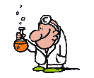 an animation depicting a chemist drinking a potion that causes him to change form